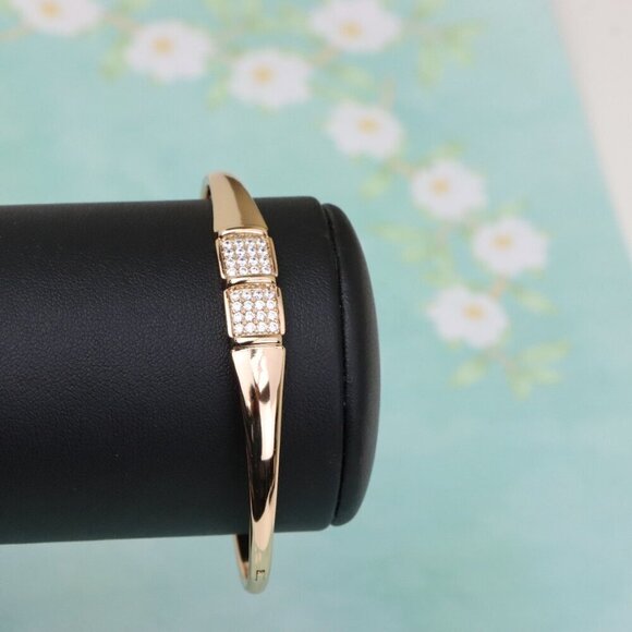 Elegant Rose Gold Bangle with Twin Pave Diamond Accent Detailing, XPBL0513 - Picture 7 of 12